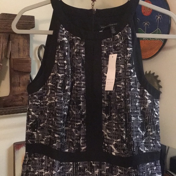 Halter Top White House Black Market - Motif Géométrique Noir Blanc Marron - Taille XS